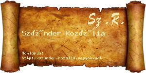 Szünder Rozália névjegykártya